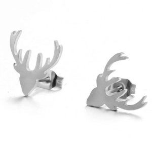 Stainless steel deer head stud earring